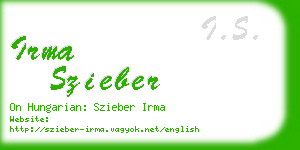 irma szieber business card